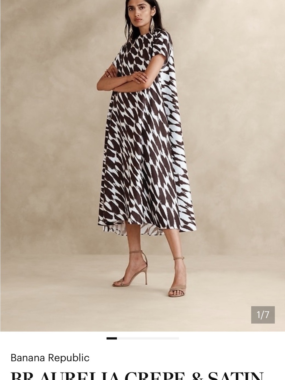 Banana Republic Brown and White Printed Dress